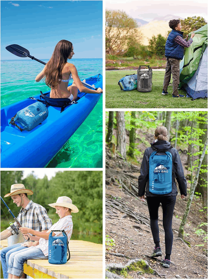 Dry Bag Waterproof for Women Men, 5L/10L/20L/30L/40L Roll Top Lightweight Dry Storage Bag Backpack with Phone Case for Travel, Swimming, Boating, Kayaking, Camping & Beach, 11 Transparent Colors - Image 6