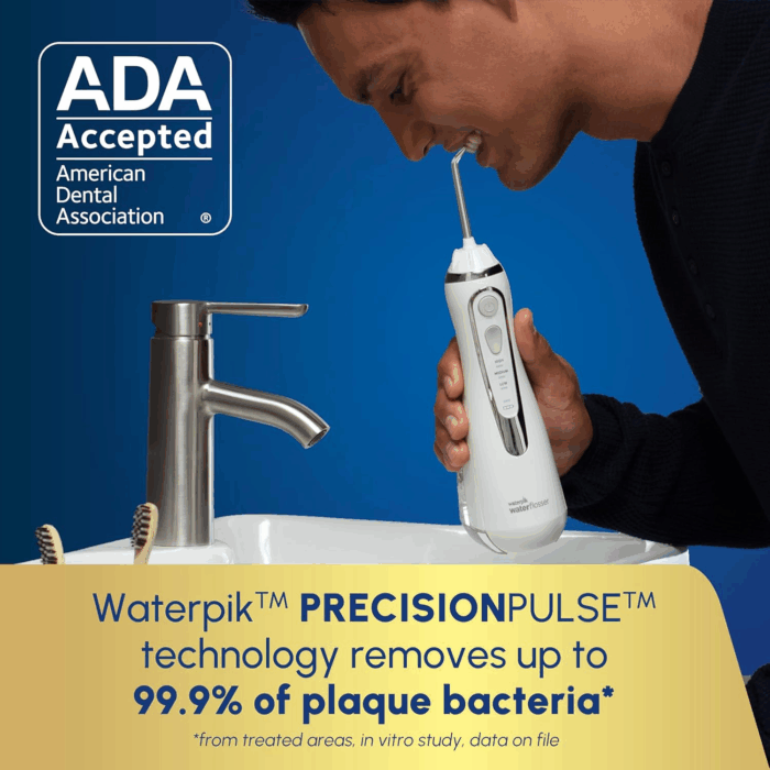 Cordless Advanced 2.0 Water Flosser for Teeth, Gums, Braces, Dental Care with Travel Bag and 4 Tips, ADA Accepted, Rechargeable, Portable, and Waterproof, White WP-580, Packaging May Vary - Image 3