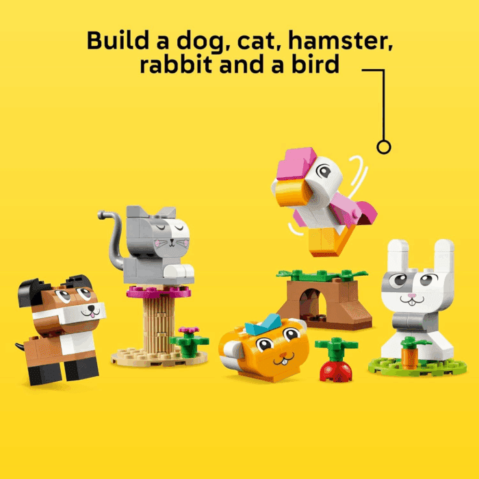 Classic Creative Pets, Building Brick Animals Toy, Kids Build a Dog, Cat, Rabbit, Hamster and Bird, Gift for Animal-Loving Boys and Girls Aged 5 and Up, Great Build Together Toy, 11034 - Image 3