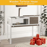 Tortoise Habitat Turtle Enclosure with Detachable Legs, Wooden Indoor Reptile Cage for Small Animals with Leakproof Tray - Image 5