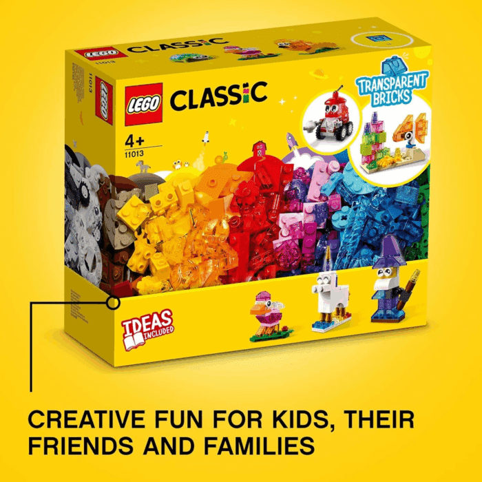 Classic Creative Transparent Bricks Building Set 11013 for Girls and Boys, STEM Toy and Preschool Hands-On Learning Toy, Includes Wizard, Unicorn, Lion, Bird, and Turtle - Image 6