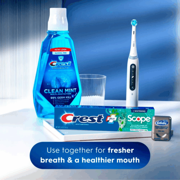 + Scope Whitening Toothpaste - Pack of 3, 5.4 Oz Tubes - Anticavity Fluoride Toothpaste, Fresh Breath, Kills Germs - Tartar Protection, Enamel Protection - Minty Fresh Flavor - Image 4