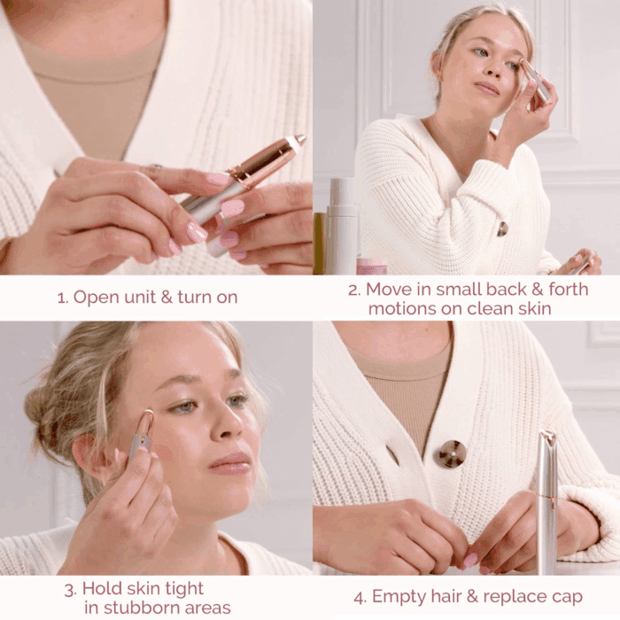 Brows Eyebrow Hair Remover Electric Razor for Women with LED Light for Instant and Painless Hair Removal - Image 3