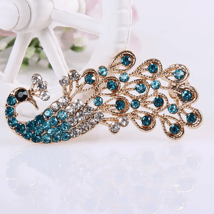Brooch Pin Shiny Lovely Women Fashion Peacock Shape Collar Pin for Wedding - Image 6