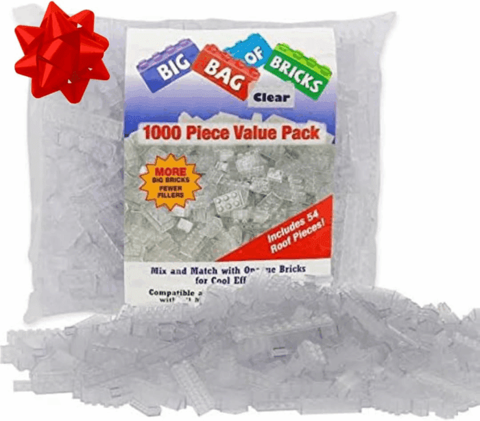 Building Block Bricks - 1000 Pc Bulk Set of Unique Clear Color with 54 Roof Pieces - Great for Activity Tables, Creativity & School Projects - Image 9