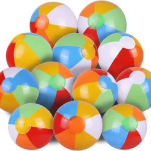 12" Beach Balls Bulk - Inflatable Swimming Pool Toys for Kids Birthday Party Supplies Favors Luau Decorations - Blow up Classic Rainbow Color Beachball Summer Water Games Fun Gifts (12 Pack)