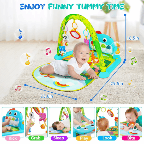 Baby Play Mat,Baby Gym Play Mats Baby Toys,Kick and Play Piano Gym,Baby Play Piano Gym,Musical Activity Center for Baby,Play Mats for Babies and Toddlers,Tummy Time Mat Toys 0-3-6-12 Months - Image 3