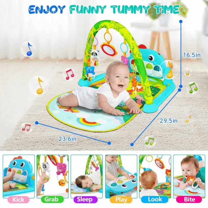 Baby Play Mat,Baby Gym Play Mats Baby Toys,Kick and Play Piano Gym,Baby Play Piano Gym,Musical Activity Center for Baby,Play Mats for Babies and Toddlers,Tummy Time Mat Toys 0-3-6-12 Months - Image 3