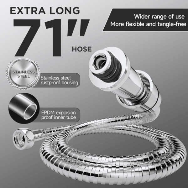 Wide Rain Shower Head with 6 Modes Handheld Water Spray，High Pressure Showerhead Combo with Arm for Bathroom Accessories，Home Decor Adjustable Dual Shower with Anti-Clog Nozzles,Silver Chrome - Image 5