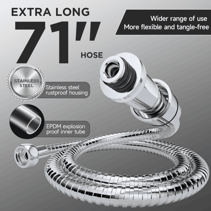 Wide Rain Shower Head with 6 Modes Handheld Water Spray，High Pressure Showerhead Combo with Arm for Bathroom Accessories，Home Decor Adjustable Dual Shower with Anti-Clog Nozzles,Silver Chrome - Image 5