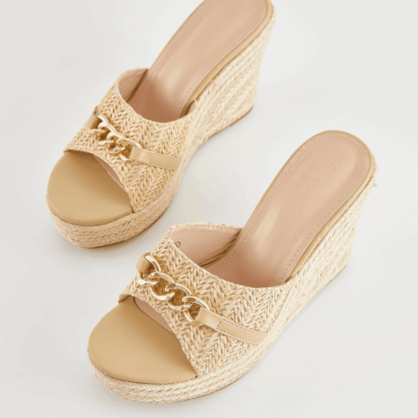 Women'S Wedge Sandals Platform Espadrille Heel Chain Slip on Casual Summer Slides - Image 2