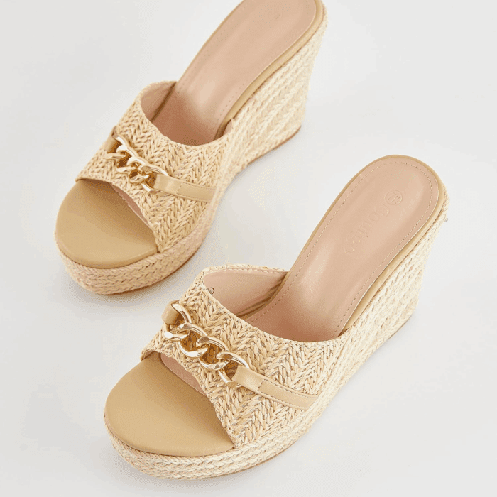Women'S Wedge Sandals Platform Espadrille Heel Chain Slip on Casual Summer Slides - Image 2