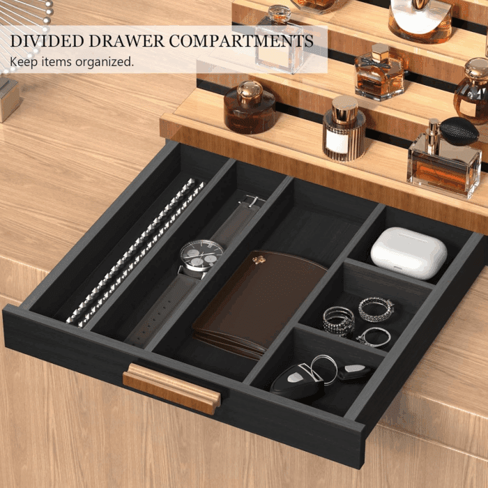 Zalida Wooden Cologne Organizer for Men 5 Tier of Perfume Display Holder of Drawer & 2 Hidden Compartments Larger Storage Space Mens Perfume Organizer Shelf Stand,Gift for Man (5T-Black Walnut) - Image 3