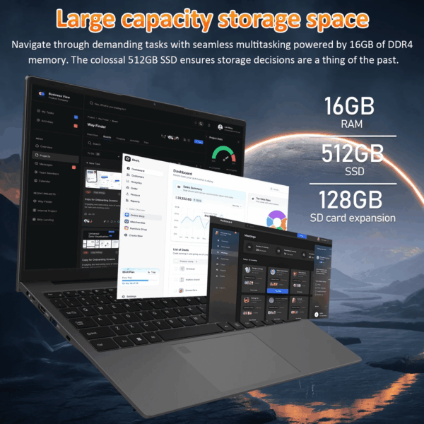 15.6" Laptop Computer W/Amd Ryzen 7 5825U up to 4.5Ghz, 16GB DDR4 RAM 512GB Nvme SSD, Dual Channel SODIMM×2, Windows 11 Pro Gaming Laptop, Backlit Keyboard, Fingerprint Unlock, Webcam Switch, - Image 5