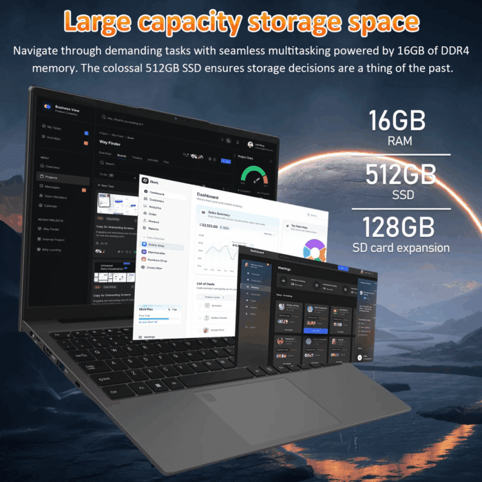 15.6" Laptop Computer W/Amd Ryzen 7 5825U up to 4.5Ghz, 16GB DDR4 RAM 512GB Nvme SSD, Dual Channel SODIMM×2, Windows 11 Pro Gaming Laptop, Backlit Keyboard, Fingerprint Unlock, Webcam Switch, - Image 5