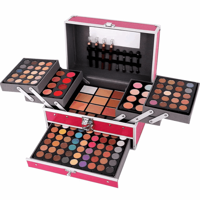 All in One 132 Color Makeup Kit, Professional Case, Teen Girls Set, Multicolor Eyeshadow Palette (006N1-Pink) - Image 3