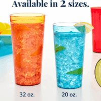 Cafe Plastic Reusable Tumblers (Set of 16) 20-Ounce Water Cups Assorted Colors | Restaurant Style Drinking Glasses Value Set, Stackable, Bpa-Free, Made in the USA | Top-Rack Dishwasher Safe - Image 3