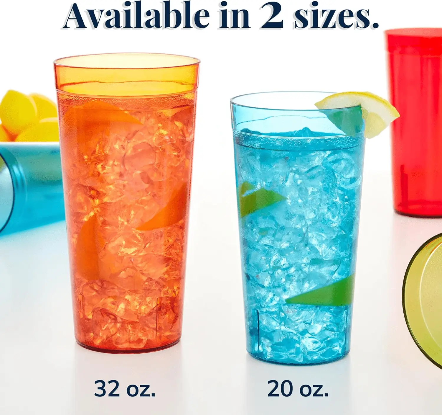 Cafe Plastic Reusable Tumblers (Set of 16) 20-Ounce Water Cups Assorted Colors | Restaurant Style Drinking Glasses Value Set, Stackable, Bpa-Free, Made in the USA | Top-Rack Dishwasher Safe - Image 3
