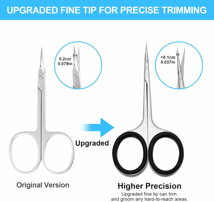 Cuticle Scissors, Professional 6-Blade Manicure Scissors, Stainless Steel Eyebrow Scissor, Cuticle Scissors Extra Fine Curved for Manicure, Eyelashes, Eyebrow, Toenail for Women and Men (Black) - Image 5