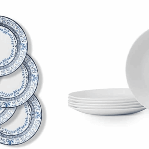 Chip Resistant Dinnerware Set 0 & Frost White Lunch Plate Set for 6 | 8.5 Inch Eco-Friendly round Lunch or Dinner Plates Are Dishwasher Safe