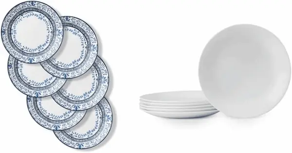 Chip Resistant Dinnerware Set 0 & Frost White Lunch Plate Set for 6 | 8.5 Inch Eco-Friendly round Lunch or Dinner Plates Are Dishwasher Safe