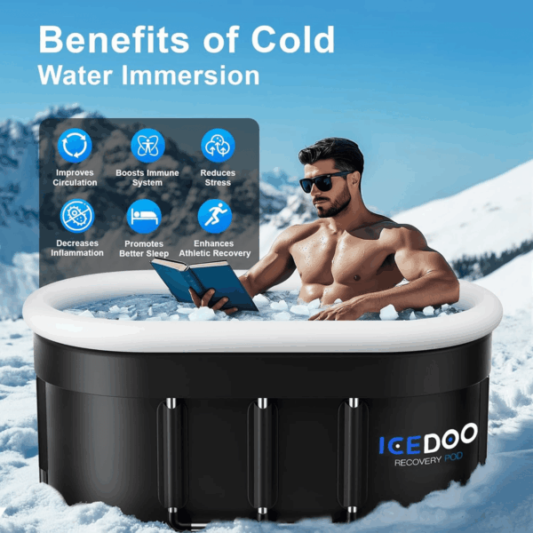 Upgraded 132 Gal XXL Large Oval Ice Bath with Air Ring, Multi-Layered Portable Cold Plunge Tub for Athletes, Foldable & Inflatable Full-Body Cold Tub Recovery at Home, Outdoors,Gym Use - Image 2