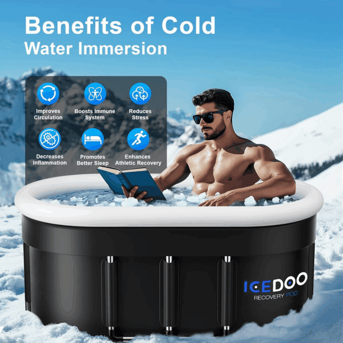 Upgraded 132 Gal XXL Large Oval Ice Bath with Air Ring, Multi-Layered Portable Cold Plunge Tub for Athletes, Foldable & Inflatable Full-Body Cold Tub Recovery at Home, Outdoors,Gym Use - Image 2