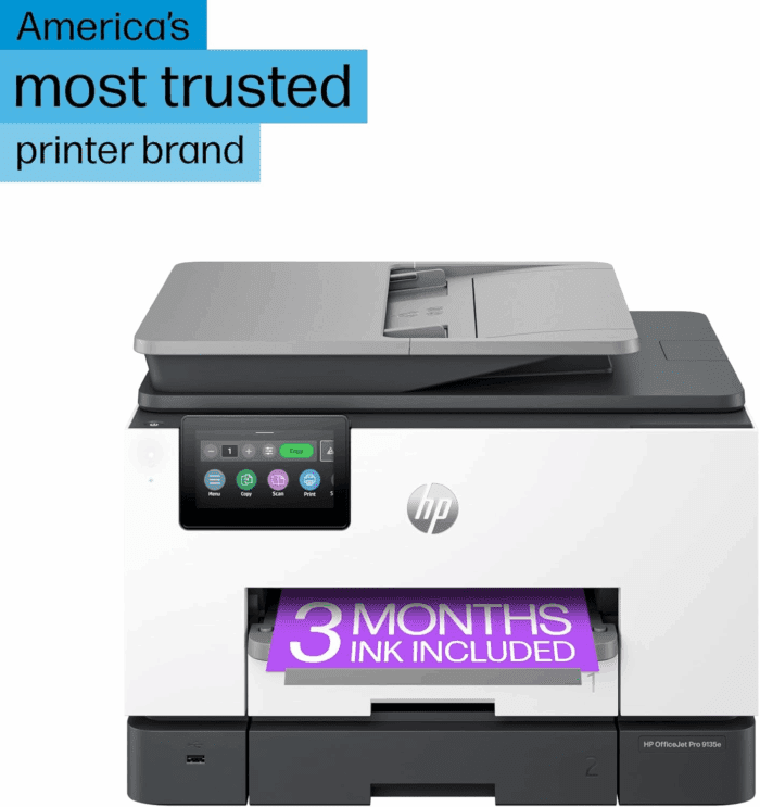 Officejet Pro 9135E All-In-One Printer, Color, Printer-For-Small Medium Business, Print, Copy, Scan, Fax, Wireless 3 Months of Instant Ink Included; Two-Sided Printing; Two-Side - Image 3