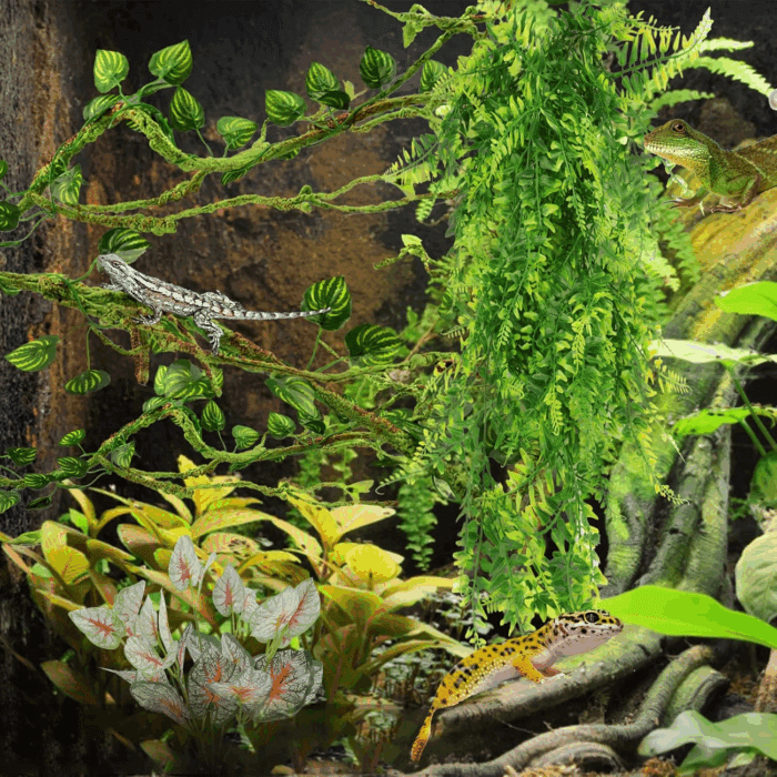 Reptile Plants, Terrarium Hanging Plant Vines Artificial Leaves Reptile Hide, Leopard Gecko Tank Accessories, Terrarium Decorations for Bearded Dragon Lizard Snake Geckos Chameleon - Image 7