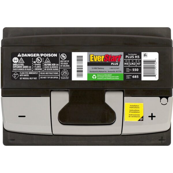 plus Lead Acid Automotive Battery, Group Size H5 / LN2 / 47 12 Volt, 550 CCA - Image 5
