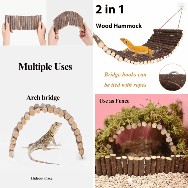 Bearded Dragon Tank Accessories, 10 PCS Reptile Hammock Plants Bridge Jungle Climber Vines for Snakes Bearded Dragon Chameleon Gecko Lizard - Image 2