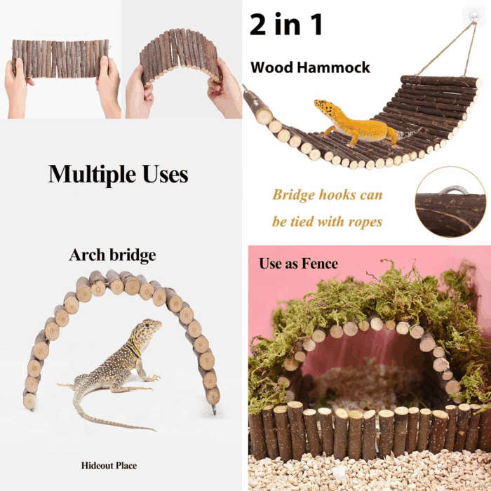 Bearded Dragon Tank Accessories, 10 PCS Reptile Hammock Plants Bridge Jungle Climber Vines for Snakes Bearded Dragon Chameleon Gecko Lizard - Image 2