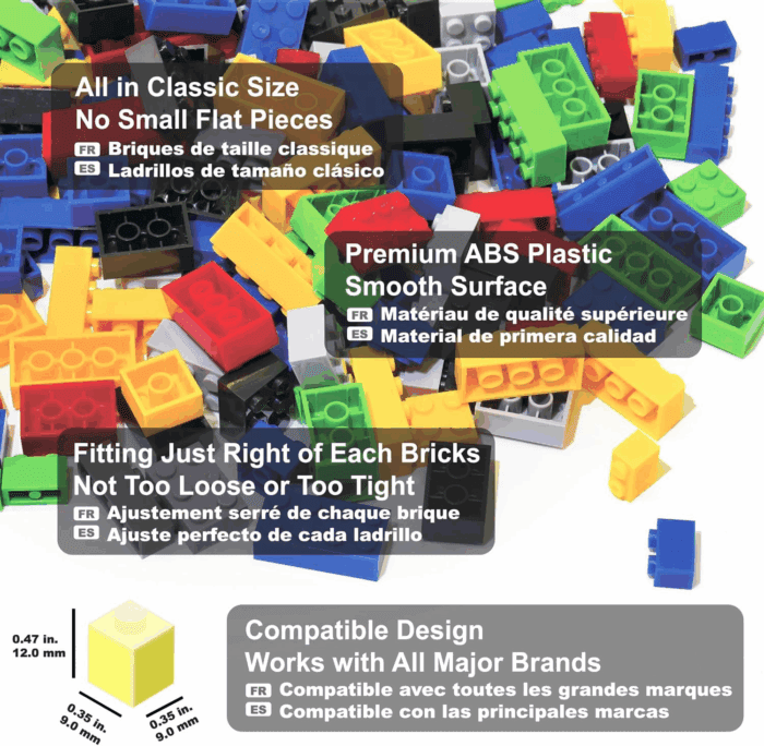 1000 Pieces Building Blocks, Bulk Classic Building Bricks Toy, Big Box of Basic Bricks, Compatible with Major Brands, Educational Construction Toys & Gifts for Kids 4+ - Image 5