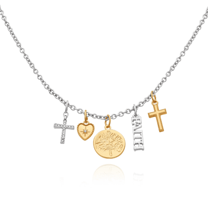 Women'S Gold-Tone Interchangeable Love Theme Charms Necklace. - Image 8