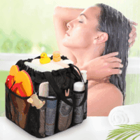 Mesh Shower Caddy Portable with Drawstring, Dorm Room Essentials for College Students Boy & Girl, Larger Shower Bag for Camping,Swimming,Gym,Travel,Bathroom - Black - Image 7