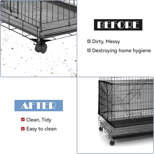 Adjustable Bird Cage Seed Catcher Net Cover Elastic Band Mesh Cover Black for Parrot Cages - Image 4