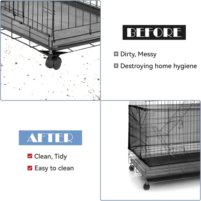 Adjustable Bird Cage Seed Catcher Net Cover Elastic Band Mesh Cover Black for Parrot Cages - Image 4