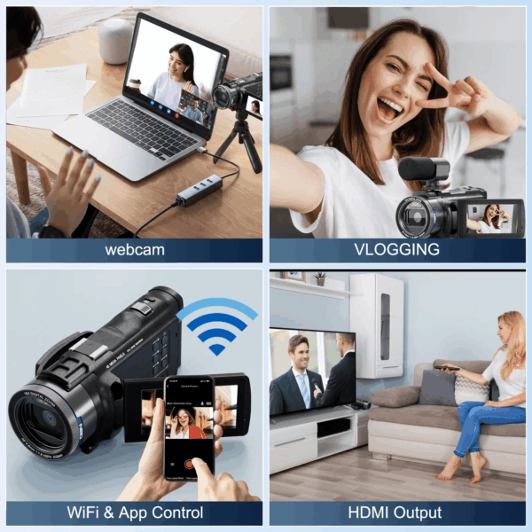 4K Video Camera Camcorder 3.0" IPS Vlogging Camera 48MP Digital Video Camera with 32GB SD Card - Image 6