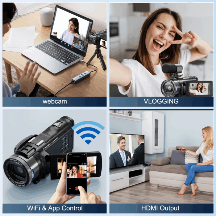 4K Video Camera Camcorder 3.0" IPS Vlogging Camera 48MP Digital Video Camera with 32GB SD Card - Image 6