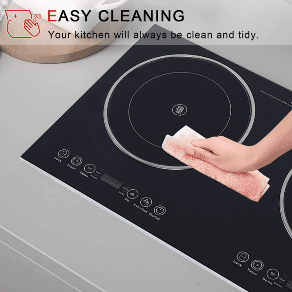 Electric Ceramic Cooktop,26.8 Inch 2 Burners Built-In Countertop Burners Cooker,2200W Electric Stove,11 Power Levels, Kids Lock & Timer,Led Touch Control,Overheat - Image 4