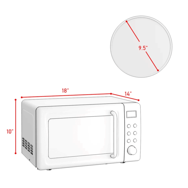 0.7Cu.Ft Retro Countertop Microwave Oven 700W LED Display Glass Turntable New - Image 4