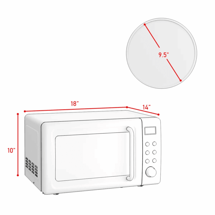 0.7Cu.Ft Retro Countertop Microwave Oven 700W LED Display Glass Turntable New - Image 4