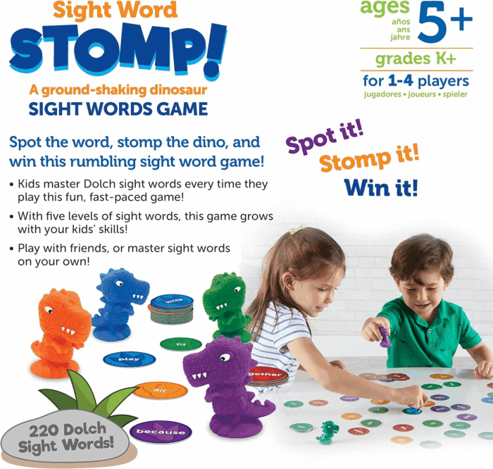 Sight Word Stomp!, Educational Indoor Games, Preschool Alphabet ,Toddler Brain Toys, Toddler Preschool Learning, 114 Pieces, Age 5+ - Image 5