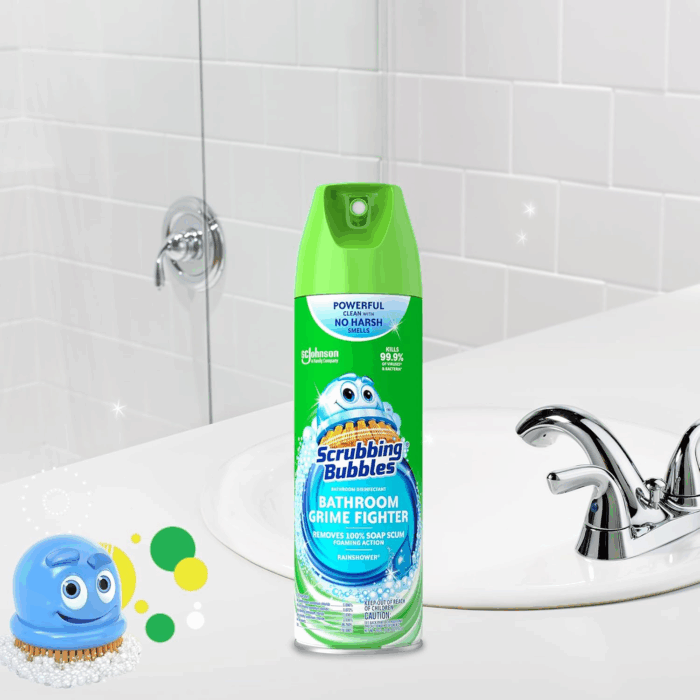 Bathroom and Shower Cleaner Disinfectant Aerosol, Foaming Action Bathroom Grime Fighter, Rainshower Scent, 20Oz - Image 3