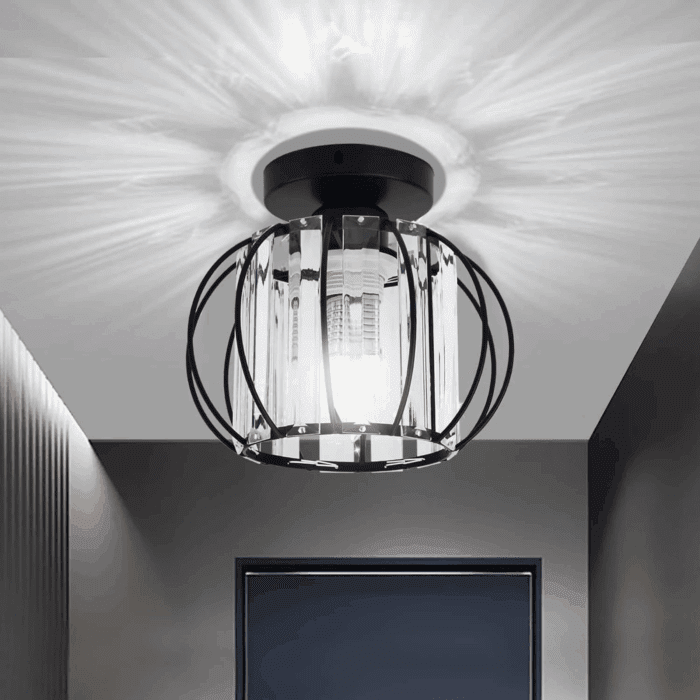 Semi Flush Mount Ceiling Light Fixture, Crystal Ceiling Lamp Indoor Lighting for Bedroom Hallway Living Room