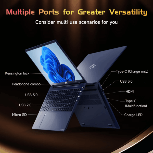 2025 Newest , 15.6-Inch FHD Display  with Intel Quad Core-12Th N100(Up to 3.4Ghz), 16GB RAM 1TB ROM Business  Computer, Fingerprint, Type C, Windows 11 Home, Blue - Image 5