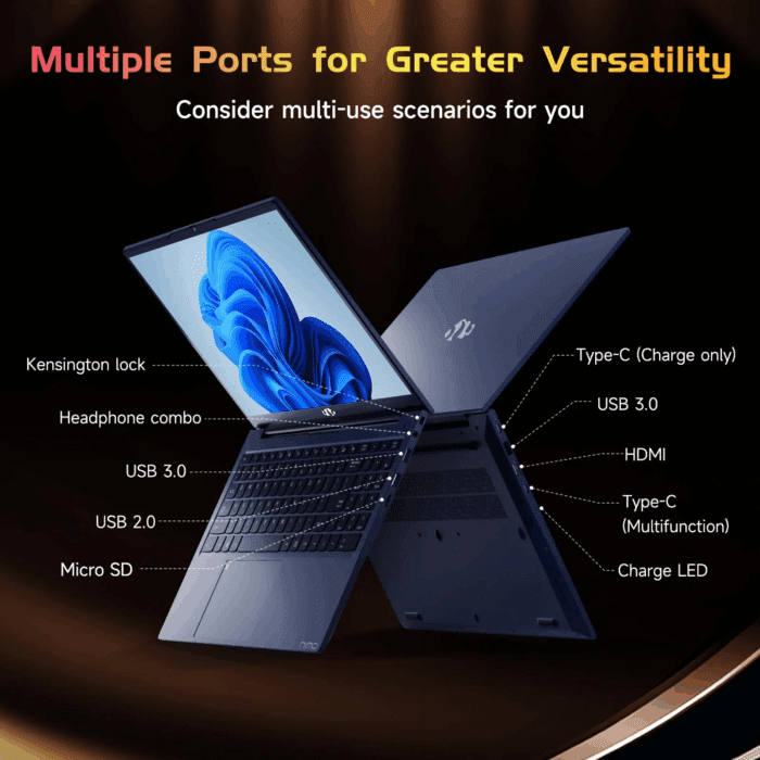 2025 Newest , 15.6-Inch FHD Display  with Intel Quad Core-12Th N100(Up to 3.4Ghz), 16GB RAM 1TB ROM Business  Computer, Fingerprint, Type C, Windows 11 Home, Blue - Image 5