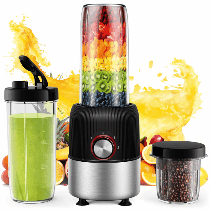 2-In-1 Multipurpose Blenders for Smoothies with 22Oz No-Bpa Portable Bottle, Coffee/Spices Jar Bottle for Grinder, New