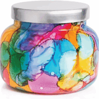 Volcano Candle - Rainbow Watercolor Signature Glass Jar Candle - Luxury Aromatherapy Candle - Tropical Fruits & Sugared Citrus Candle (19 Oz)
