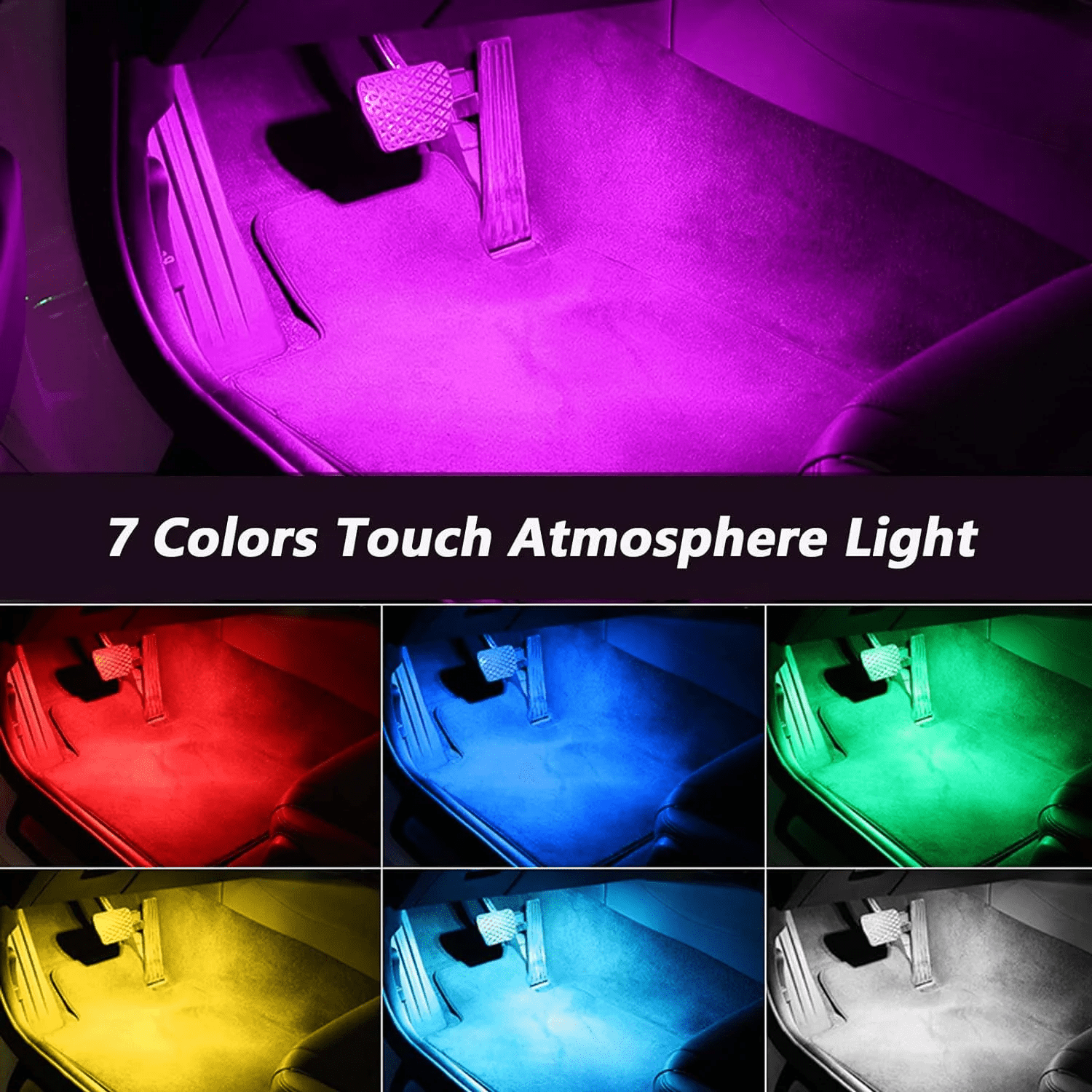 4Pcs Wireless LED Lights for Car Interior,7 Colors Ambient Lighting Car Interior,Car Lights inside Your Car,Usb Rechargeable Car Interior Led Night Light for Car Decor - Image 8
